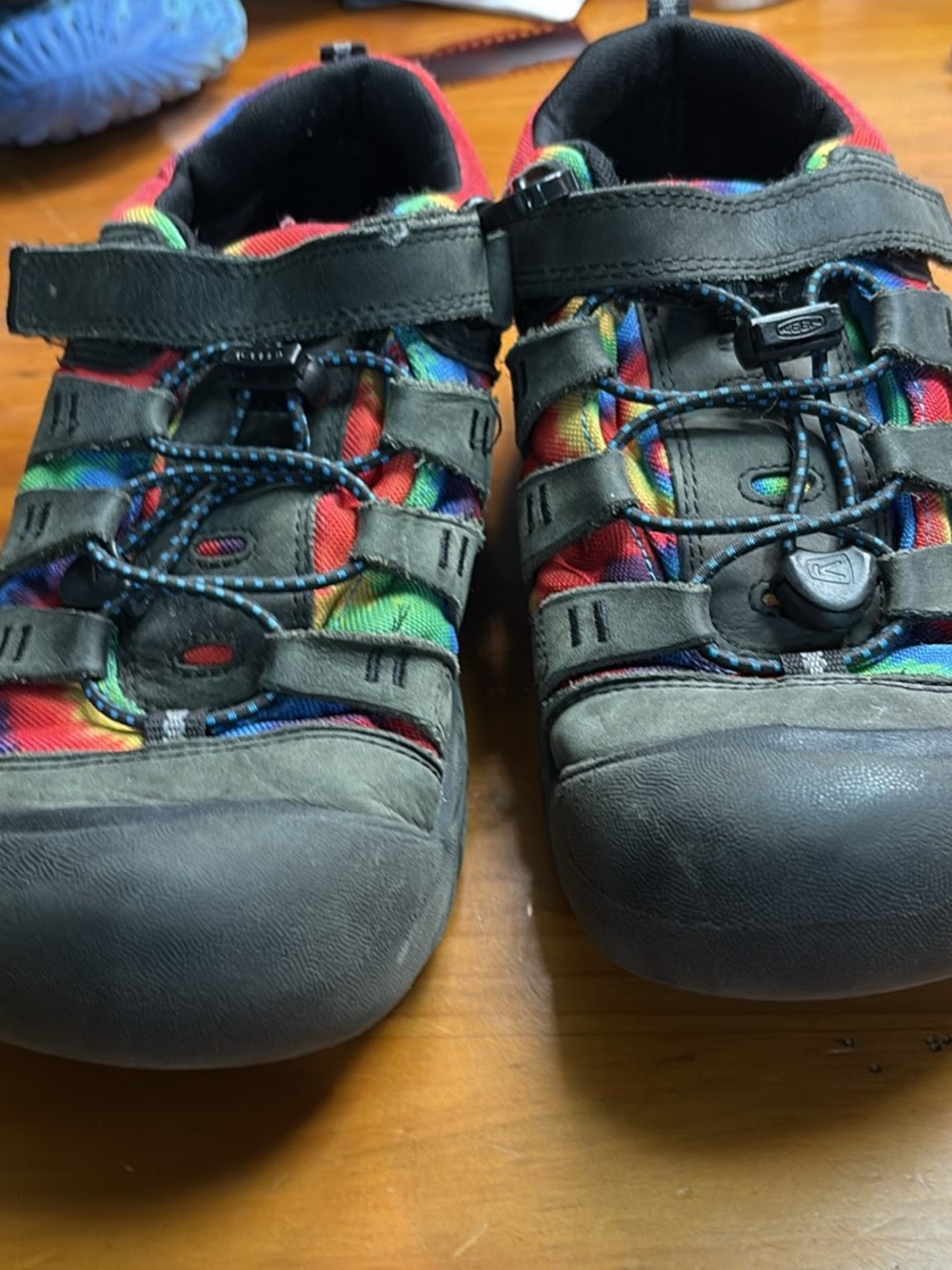 Keen Kids Rainbow Multi-Color Sneakers with Black Overlays
